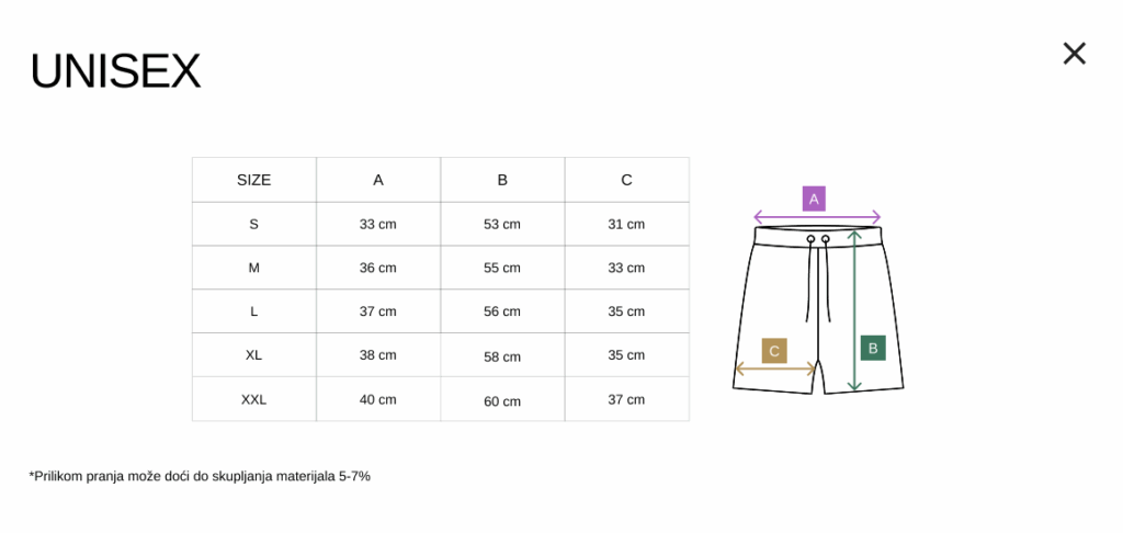 Size Guide-shorts